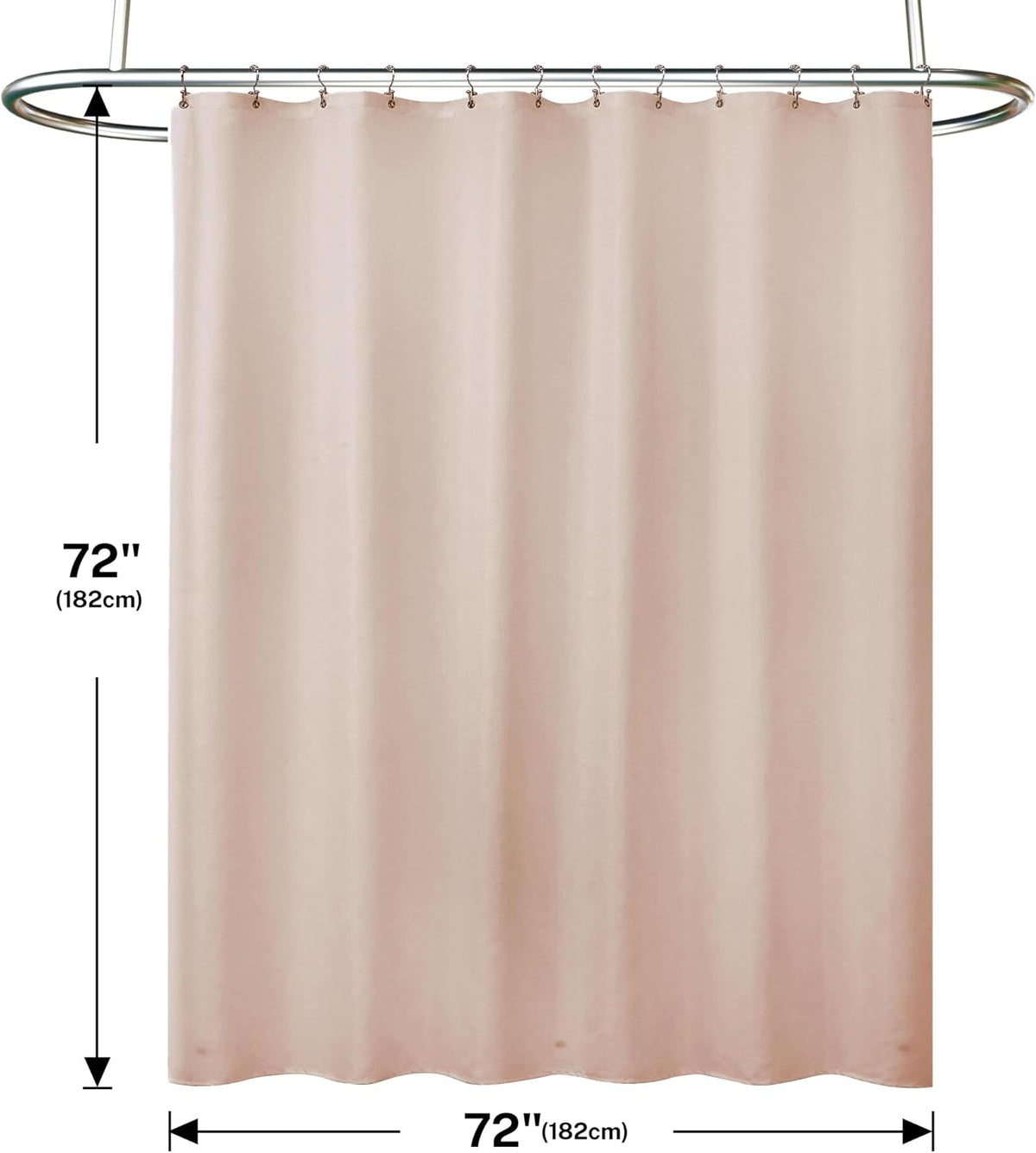 3 in 1 Shower Curtain Set, Pink Shower Curtain and Liner Set with 12 Double Sided Shower Curtain Hooks, Cloth Shower Curtains for Bathroom,Waterproof, 72" W*72" H