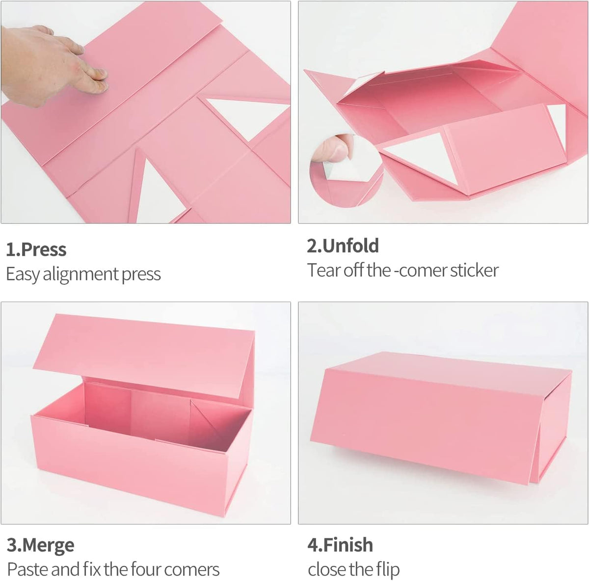 Pink Gift Box 12" x 6" x 4", Magnetic Closure Lid Gift Boxes for Presents