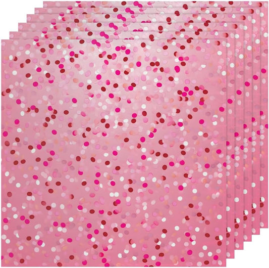 6pcs Cloth Napkins, Rosy White Dots Pattern Light Pink Polyester Napkins 20"x 20" Washable Perfect for Wedding Party Dinner Cocktail Restaurant Home Kitchen
