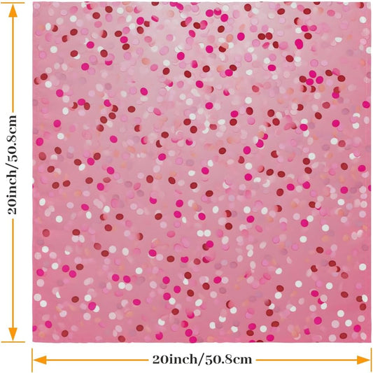 6pcs Cloth Napkins, Rosy White Dots Pattern Light Pink Polyester Napkins 20"x 20" Washable Perfect for Wedding Party Dinner Cocktail Restaurant Home Kitchen