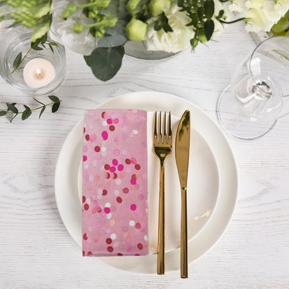 6pcs Cloth Napkins, Rosy White Dots Pattern Light Pink Polyester Napkins 20"x 20" Washable Perfect for Wedding Party Dinner Cocktail Restaurant Home Kitchen