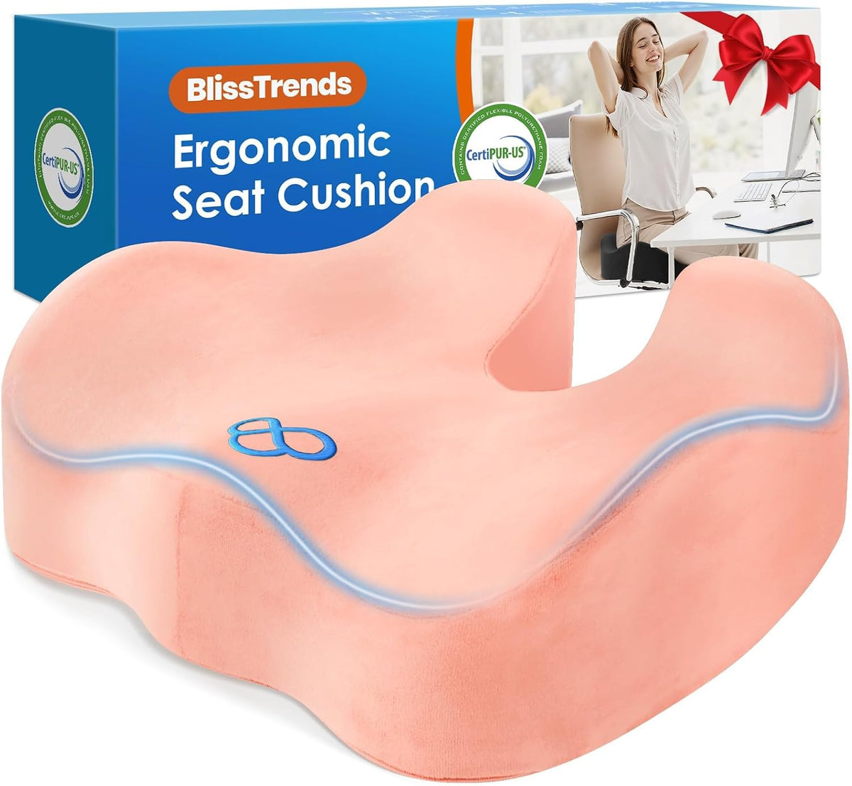 Memory Foam Seat Cushion for Office Chair & Car Seat, Pink