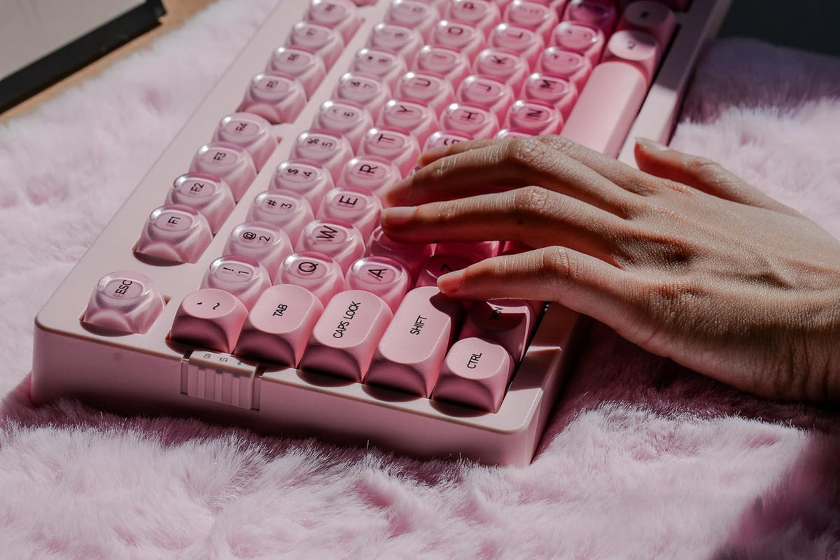 ZH980 Foundation Mechanical Keyboard,95% Pink Creamy Keyboard with Number Pad,Cute Jelly MOA Profile Keycaps,Creamy Sounding Linear Switches,Hot-Swappable,RGB Backlit
