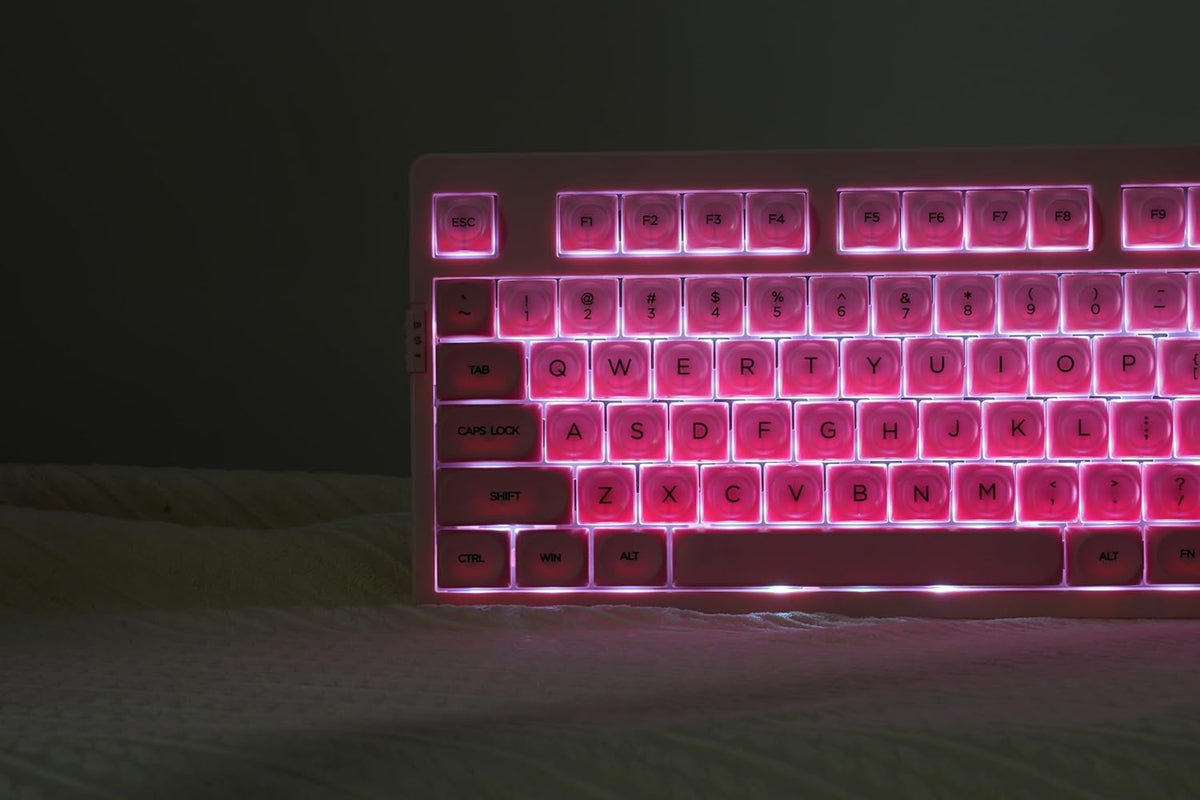 ZH980 Foundation Mechanical Keyboard,95% Pink Creamy Keyboard with Number Pad,Cute Jelly MOA Profile Keycaps,Creamy Sounding Linear Switches,Hot-Swappable,RGB Backlit