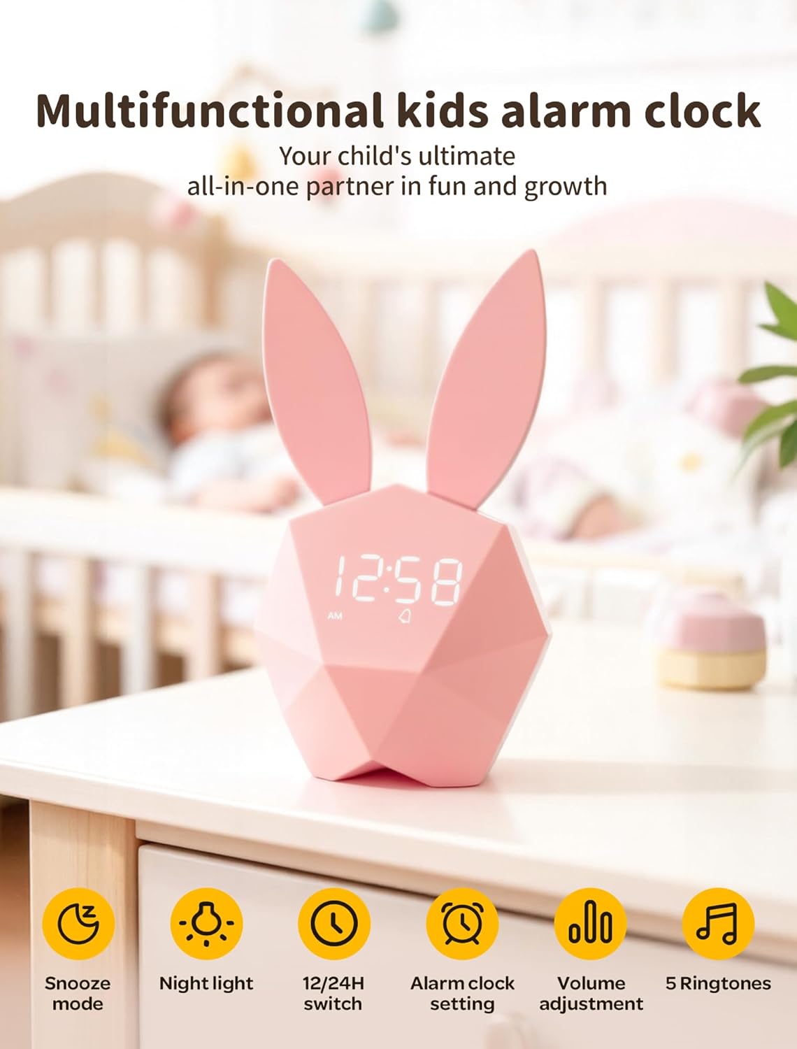 Bunny Alarm Clock for Kids,ok to Wake, Toddler Sleep Clock