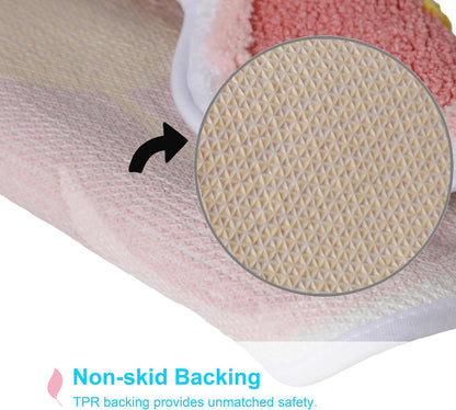 Cute Flower Shaped Bath Mat, Non-Slip TPR Backing Ultra Soft Microfiber Bathroom Rug, Machine Washable Absorbent Bath Rug for Tub Shower Sink Bedroom Dorm Restroom Toilet(24x24 Inch)