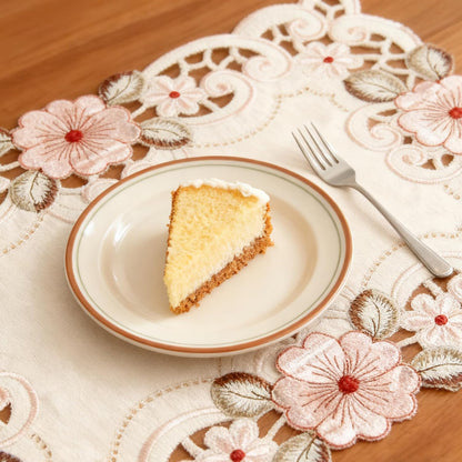 Embroidery Pink Flower Placemats Set of 4, 17" X 11" Rectangular Classic Lace Beige Lunchmat Place Mats Home Decoration Party Kitchen Dining Restaurant Table Mats