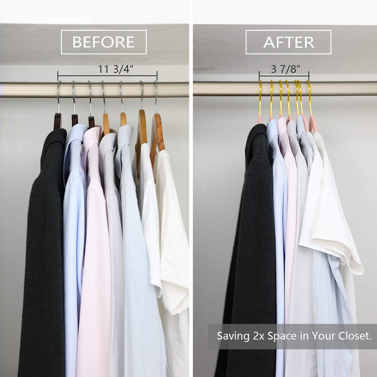 Premium Velvet Hangers (Pack of 50) Heavyduty - Non Slip - Velvet Suit Hangers Blush Pink - Gold Hooks,Space Saving Clothes Hangers Felt Organizer