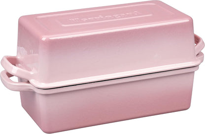 Enameled Cast Iron Loaf Pan with Lid, Double Bread pan, Bread Dutch Oven for Sourdough Bread Baking, Cake, Meatloaf, 10X5.5 inch, 4 Quart, Pink