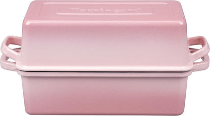 Enameled Cast Iron Loaf Pan with Lid, Double Bread pan, Bread Dutch Oven for Sourdough Bread Baking, Cake, Meatloaf, 10X5.5 inch, 4 Quart, Pink