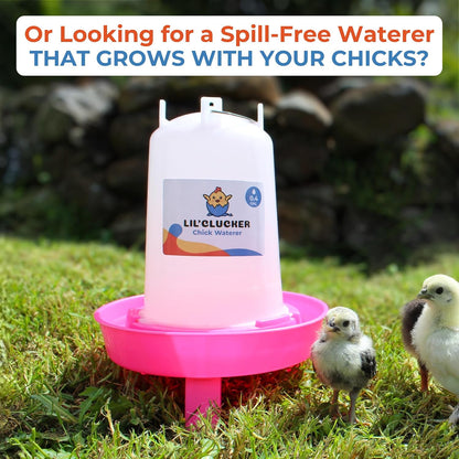 1L Chick Feeder, 1.5L Chicken Waterer - No Leakage Chick Feeder and Waterer Kit, Durable Chicken Water Feeder, Chicken Feeder and Waterer Set, Poultry Waterer (Pink)