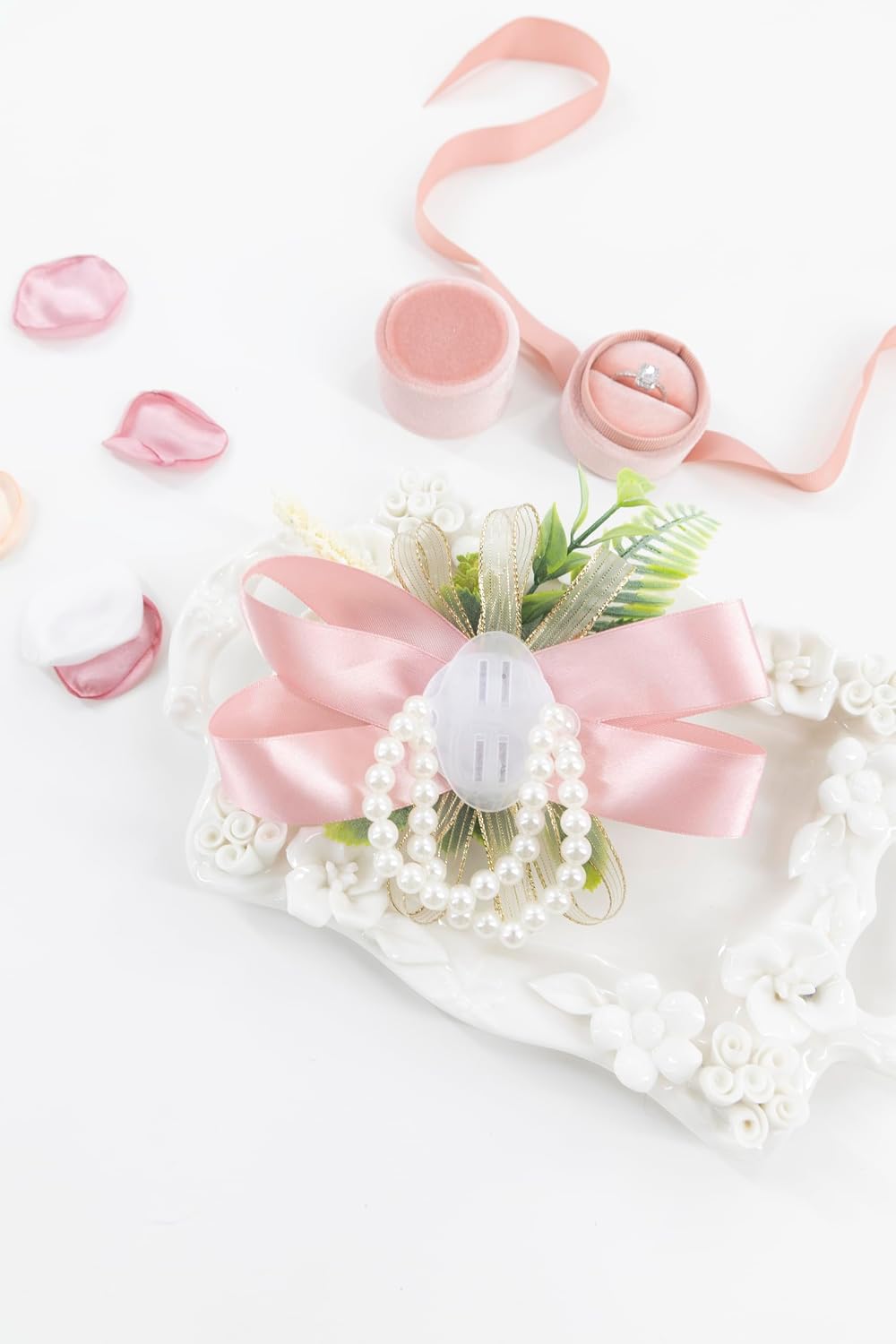 Dusty Rose Corsage and Boutonniere Set Wrist Corsage Flower