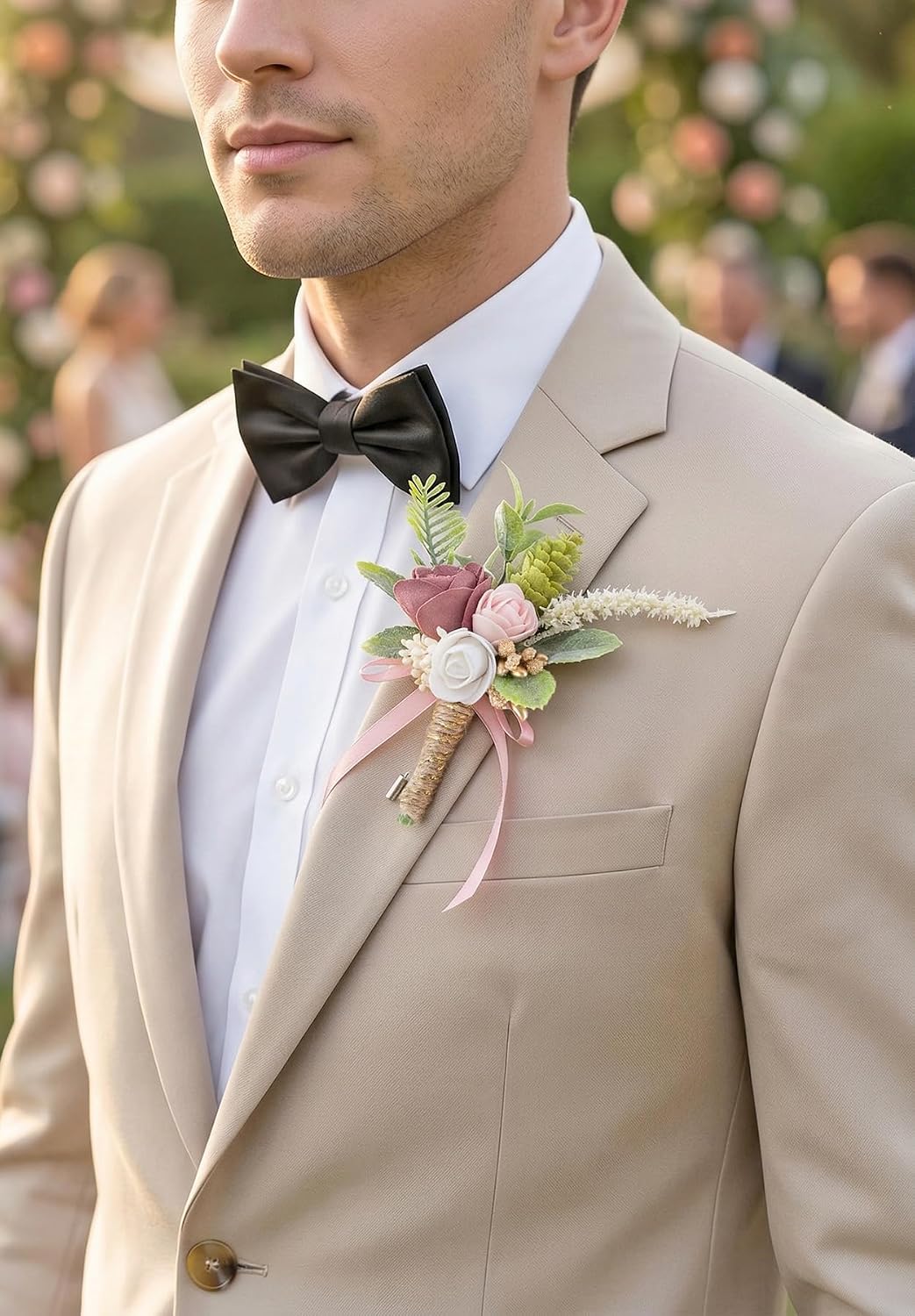 Dusty Rose Corsage and Boutonniere Set Wrist Corsage Flower