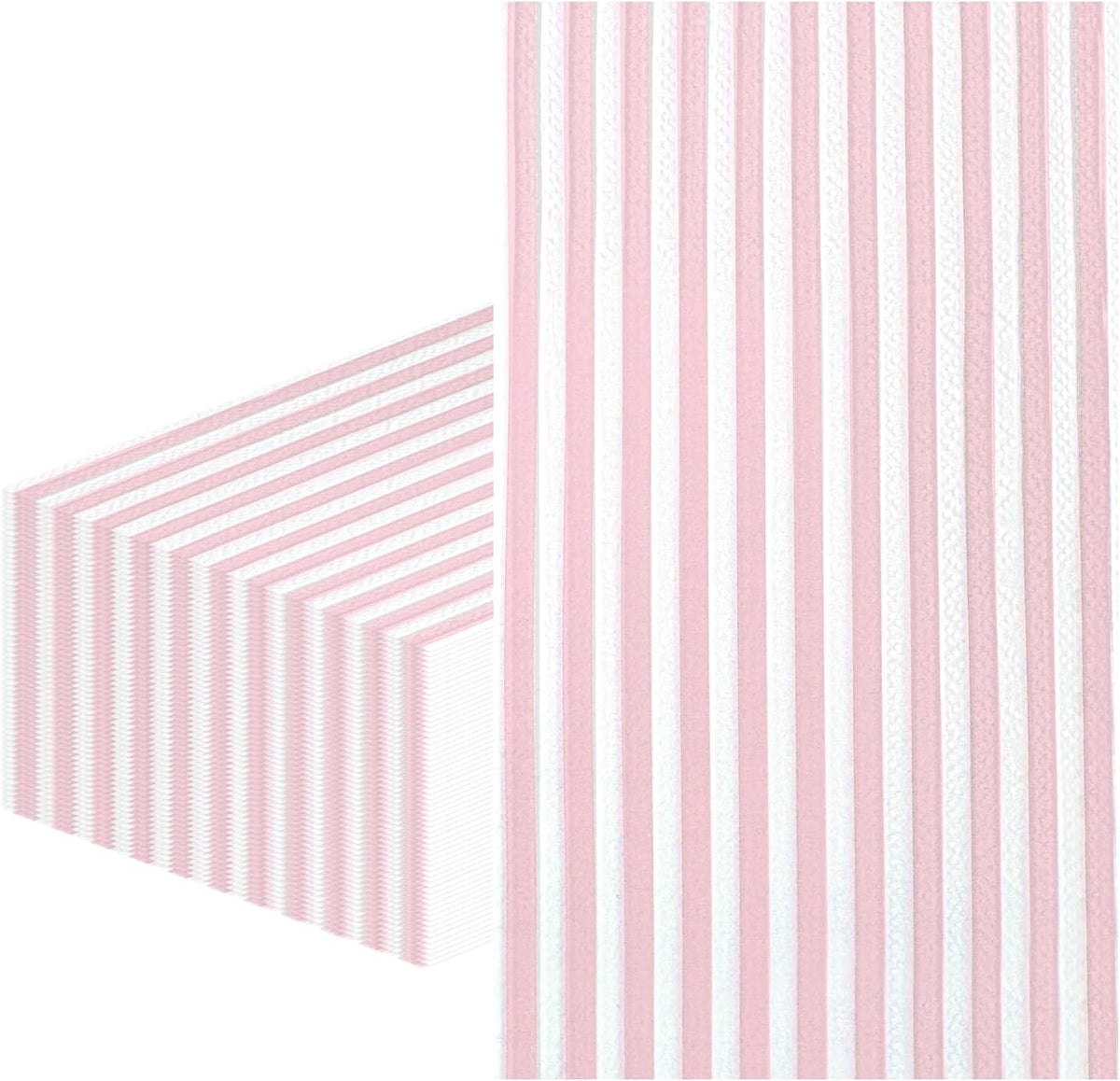 50 Pieces Light Pink Striped Napkins 3-Ply Pink and White Striped Dinner Napkins Disposable Hand Towels for Bathroom Birthday Baby Shower Wedding Thanksgiving Party Paper Napkins