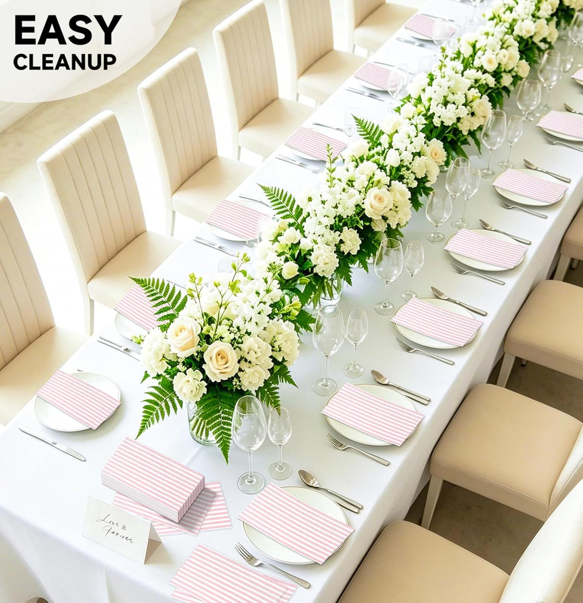 50 Pieces Light Pink Striped Napkins 3-Ply Pink and White Striped Dinner Napkins Disposable Hand Towels for Bathroom Birthday Baby Shower Wedding Thanksgiving Party Paper Napkins