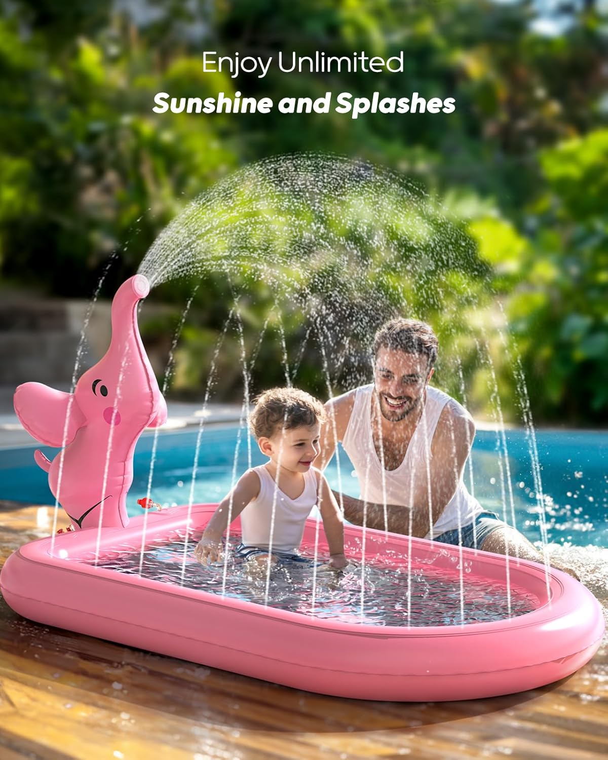 Splash Pads for Toddlers 1-3, Pink Elephant Toy