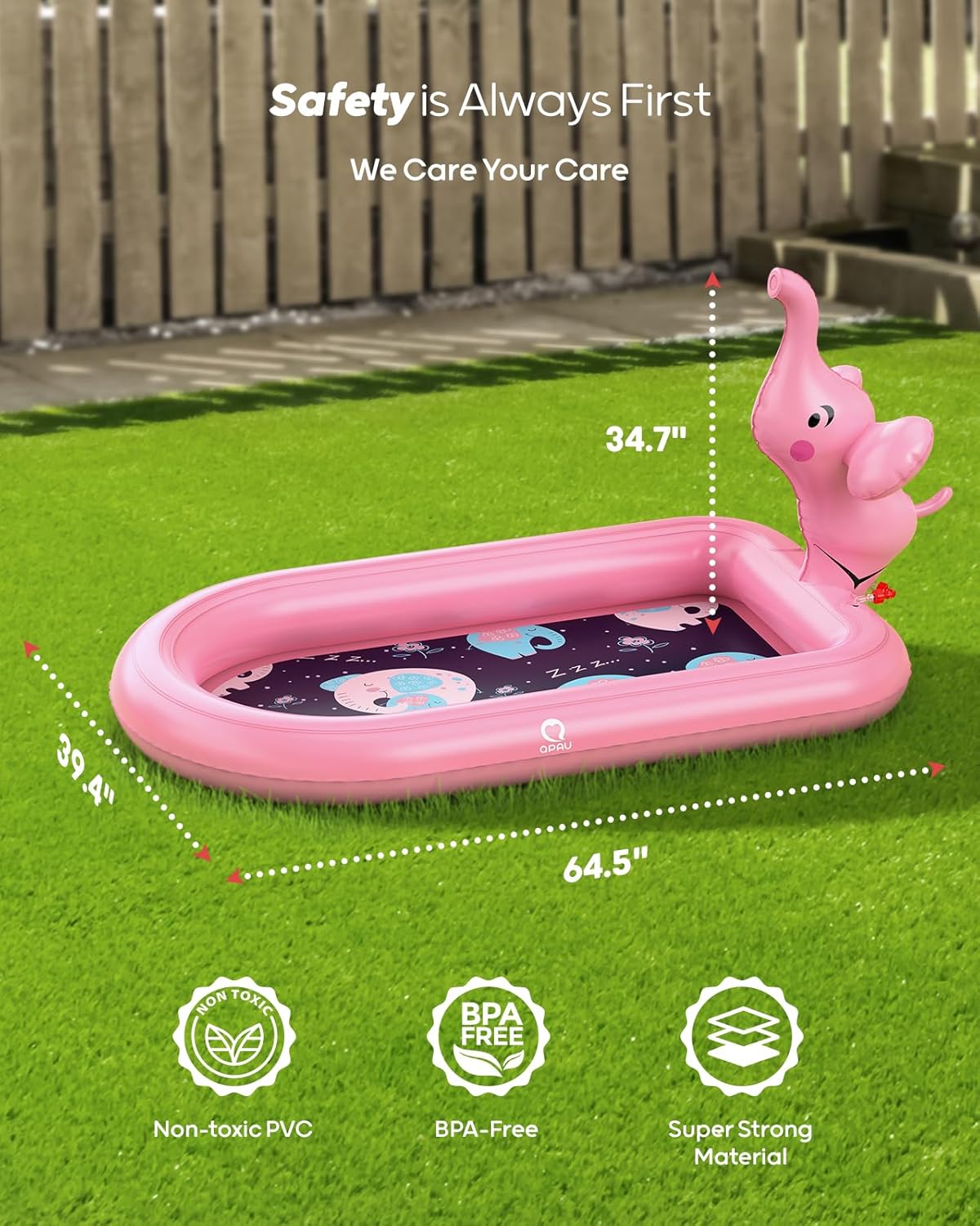 Splash Pads for Toddlers 1-3, Pink Elephant Toy