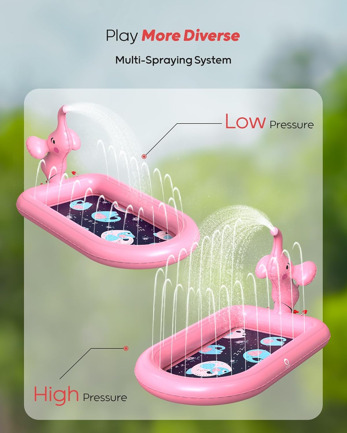Splash Pads for Toddlers 1-3, Pink Elephant Toy