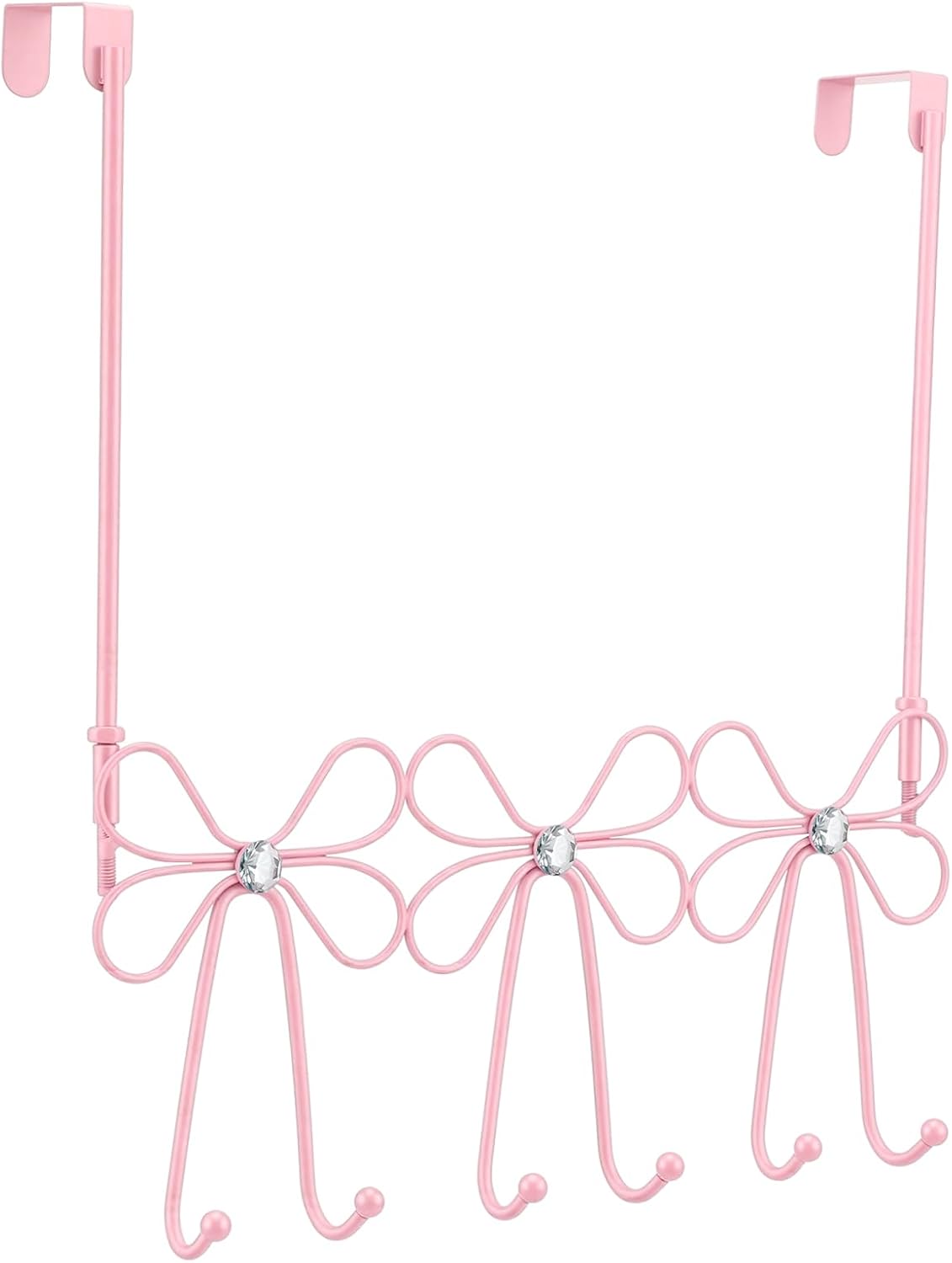 Pink Bow Diamond Over Door Towel Rack 5 Hooks