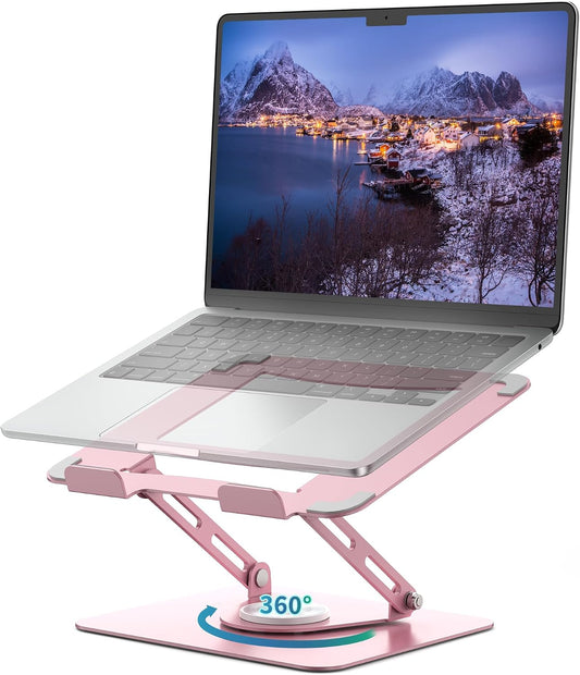 ALASHI 360° Rotating Laptop Stand, Multi-Angle, 10-17", Pink