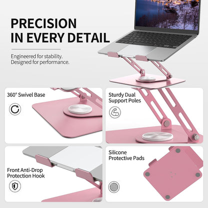 ALASHI 360° Rotating Laptop Stand, Multi-Angle, 10-17", Pink