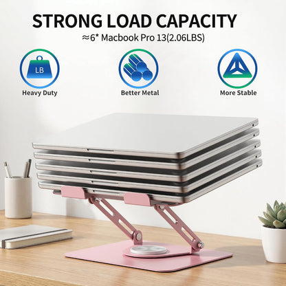 ALASHI 360° Rotating Laptop Stand, Multi-Angle, 10-17", Pink