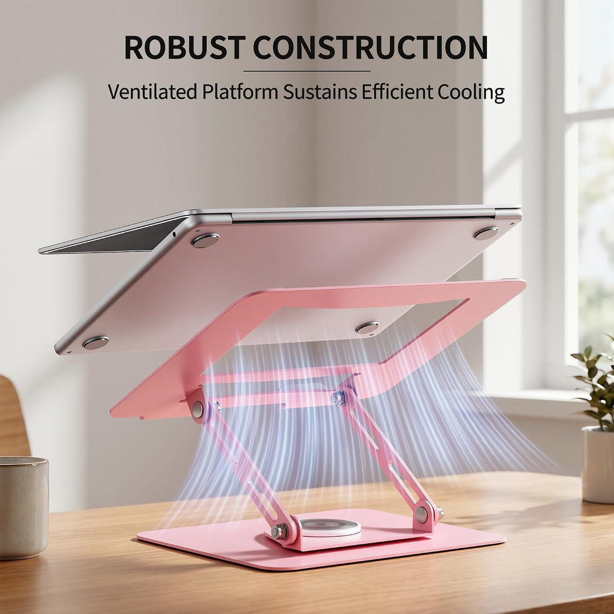 ALASHI 360° Rotating Laptop Stand, Multi-Angle, 10-17", Pink