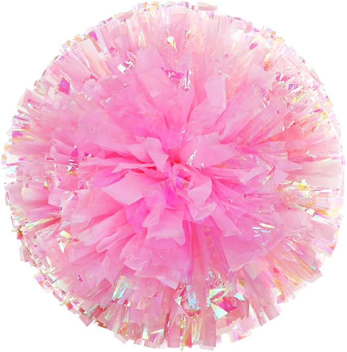 Cheerleading Pom Poms for Girls with Baton Handle, Upgrade Fluffy Cheerleader Pom Poms for Kids Adults Sport Dance Cheer Pompoms for School Game Team Spirit Cheering - 2 Pack