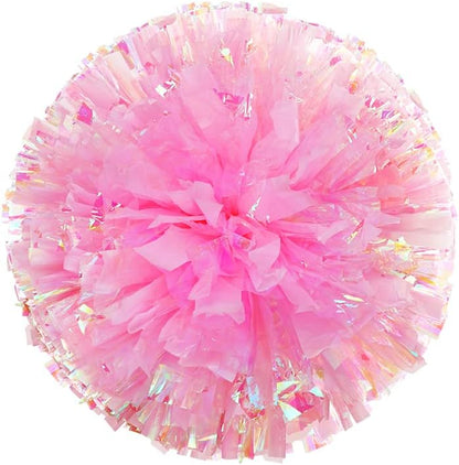 Cheerleading Pom Poms for Girls with Baton Handle, Upgrade Fluffy Cheerleader Pom Poms for Kids Adults Sport Dance Cheer Pompoms for School Game Team Spirit Cheering - 2 Pack