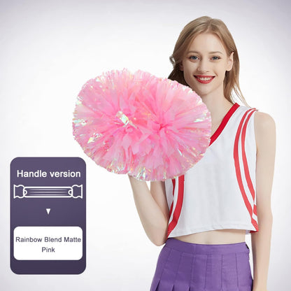 Cheerleading Pom Poms for Girls with Baton Handle, Upgrade Fluffy Cheerleader Pom Poms for Kids Adults Sport Dance Cheer Pompoms for School Game Team Spirit Cheering - 2 Pack