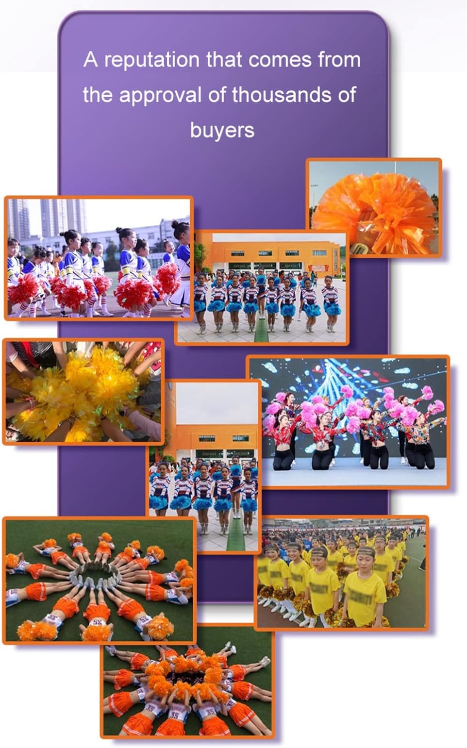 Cheerleading Pom Poms for Girls with Baton Handle, Upgrade Fluffy Cheerleader Pom Poms for Kids Adults Sport Dance Cheer Pompoms for School Game Team Spirit Cheering - 2 Pack