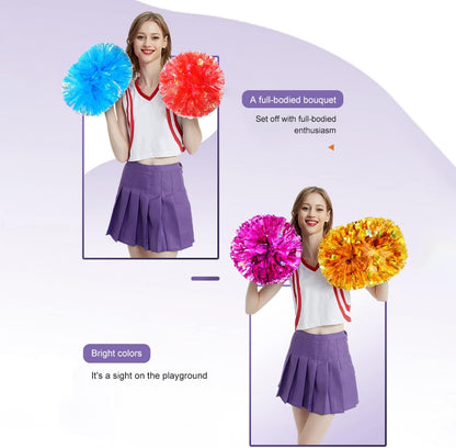 Cheerleading Pom Poms for Girls with Baton Handle, Upgrade Fluffy Cheerleader Pom Poms for Kids Adults Sport Dance Cheer Pompoms for School Game Team Spirit Cheering - 2 Pack