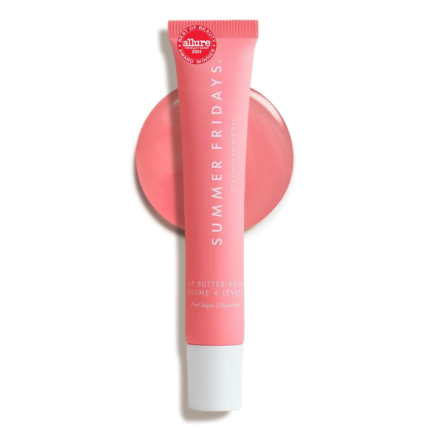 Lip Butter Balm - Moisturizing Lip Gloss for Instant Shine + Sheer Color - With Nourishing Shea Butter - Everyday Makeup + Skin Care Summer Essentials - Vegan - Pink Sugar (.5 Oz)