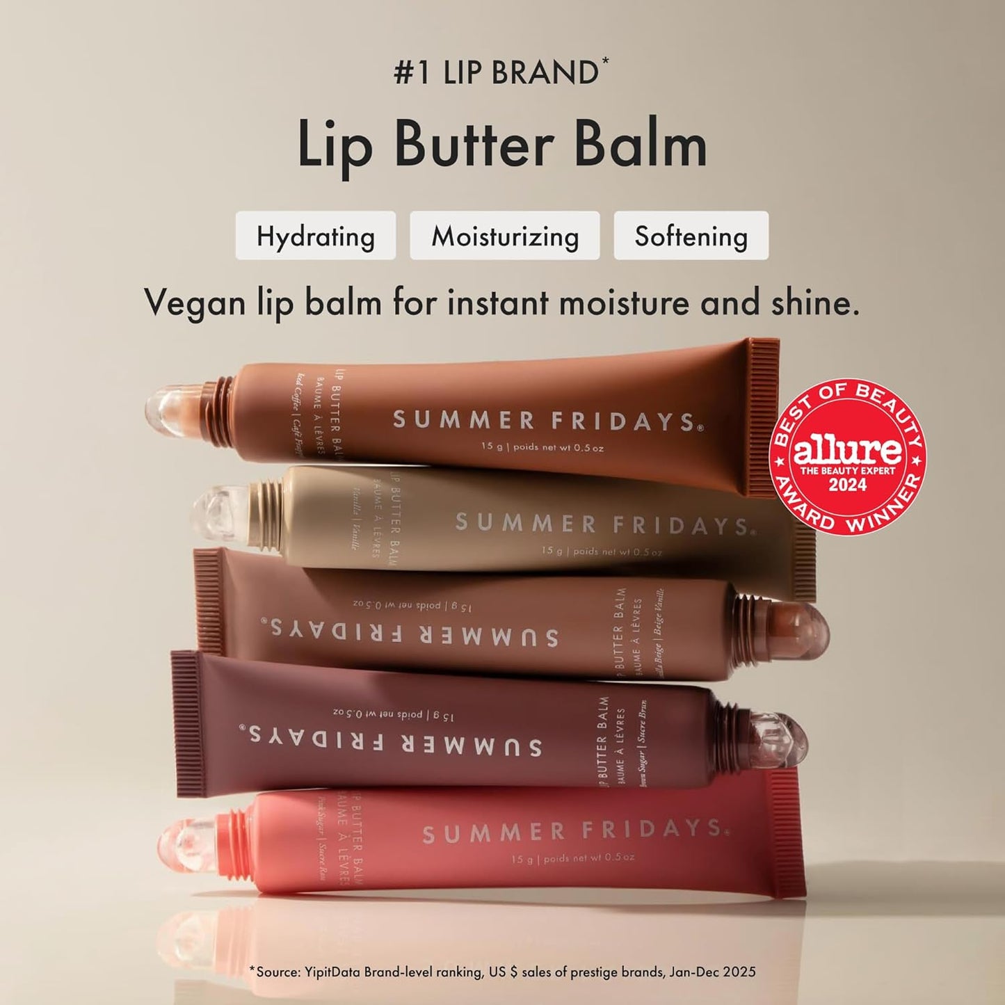 Lip Butter Balm - Moisturizing Lip Gloss for Instant Shine + Sheer Color - With Nourishing Shea Butter - Everyday Makeup + Skin Care Summer Essentials - Vegan - Pink Sugar (.5 Oz)