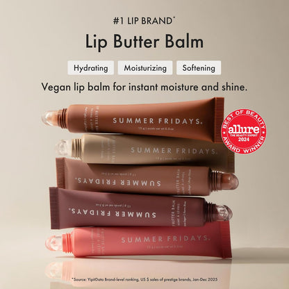 Lip Butter Balm - Moisturizing Lip Gloss for Instant Shine + Sheer Color - With Nourishing Shea Butter - Everyday Makeup + Skin Care Summer Essentials - Vegan - Pink Sugar (.5 Oz)