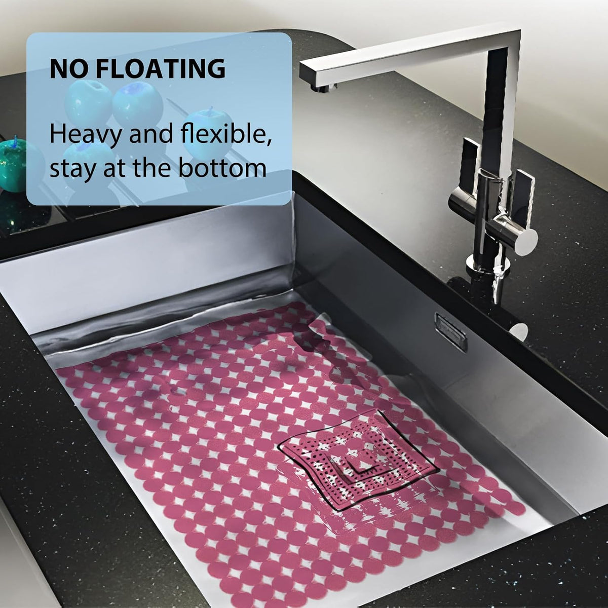 Kitchen Sink Mat for Stainless Steel/Ceramic Sinks,2 Pack with Scissors