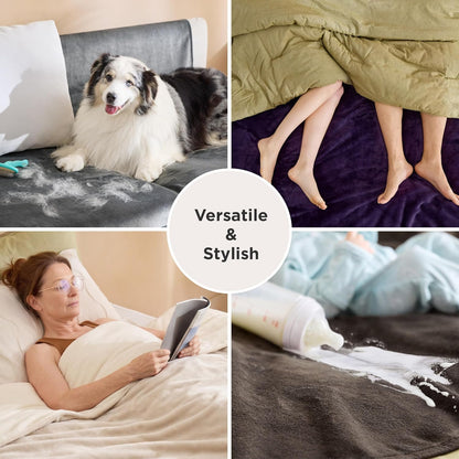 Bedsure Waterproof Blanket for Couch - Soft Flannel Fleece Couch Cover Throw Blanket for Large Dogs Pet Leakproof, Protector for Camping, Travel, 50"x60", Eggplant