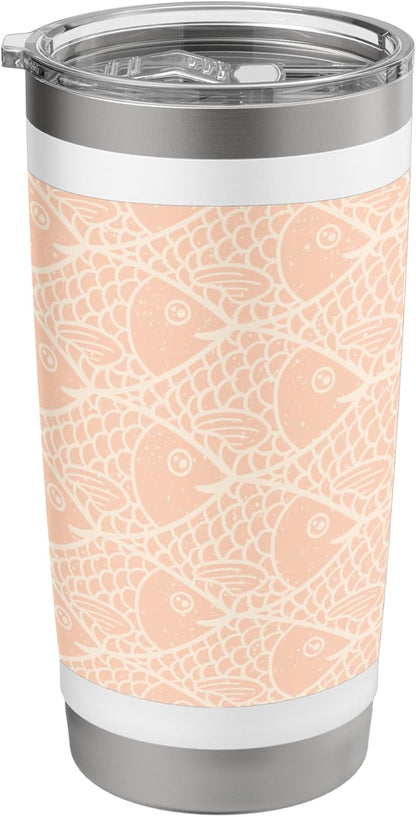 Pretty Peach School of Fish Pattern Stainless Steel Insulated Tumbler