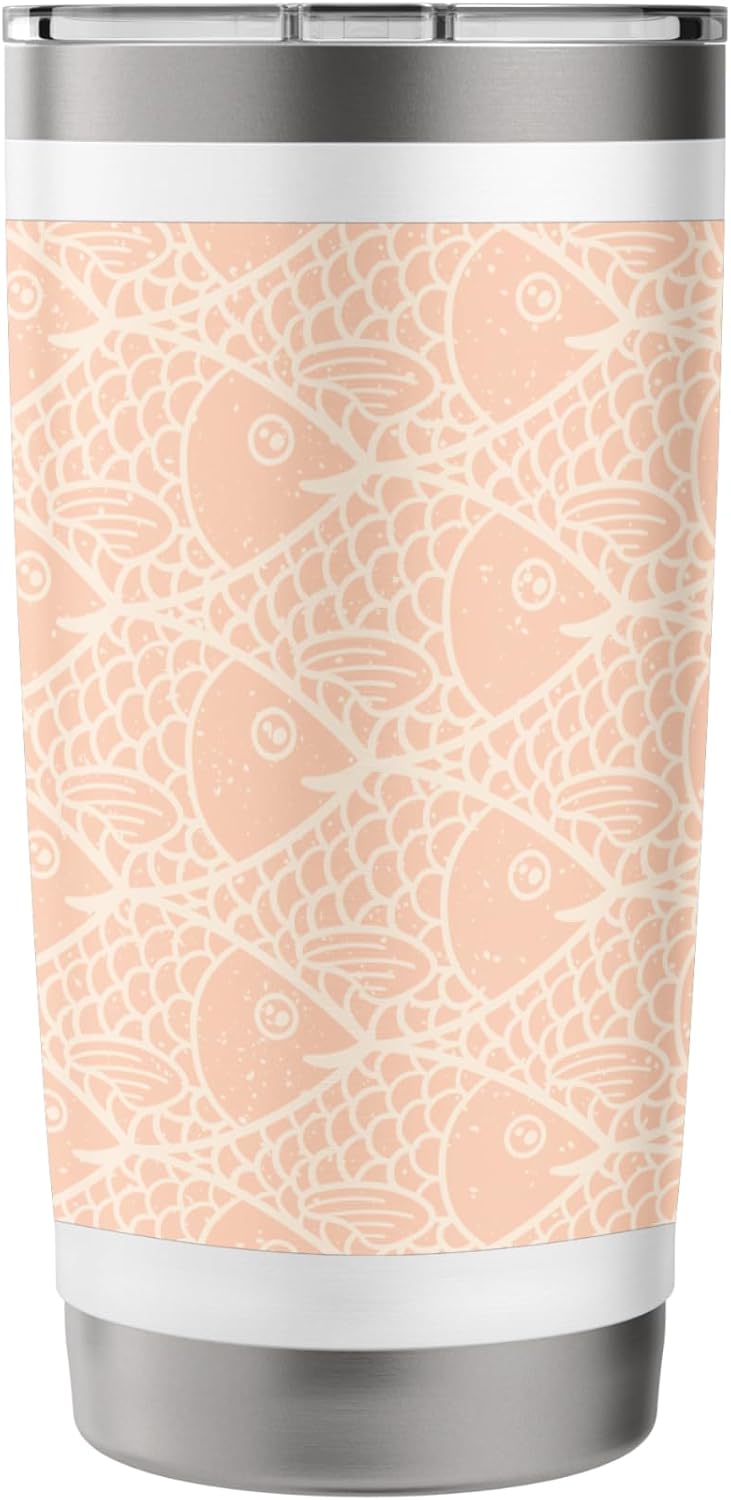 Pretty Peach School of Fish Pattern Stainless Steel Insulated Tumbler