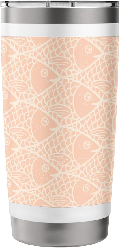 Pretty Peach School of Fish Pattern Stainless Steel Insulated Tumbler