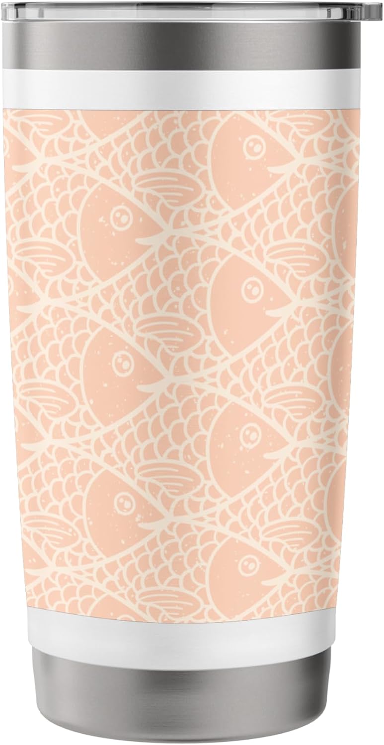 Pretty Peach School of Fish Pattern Stainless Steel Insulated Tumbler
