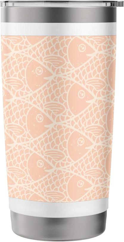 Pretty Peach School of Fish Pattern Stainless Steel Insulated Tumbler