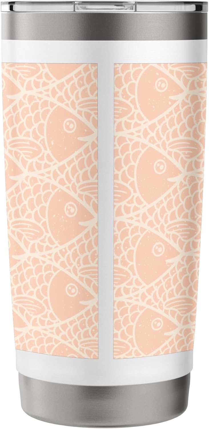 Pretty Peach School of Fish Pattern Stainless Steel Insulated Tumbler
