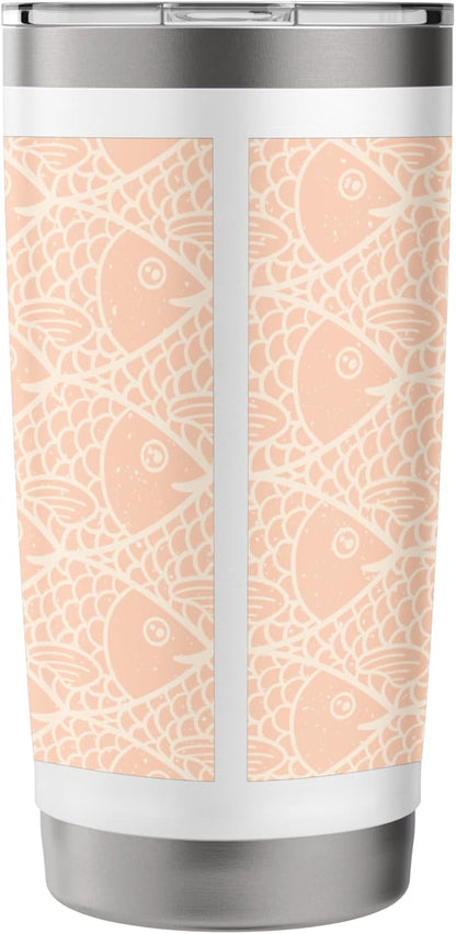 Pretty Peach School of Fish Pattern Stainless Steel Insulated Tumbler