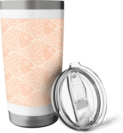 Pretty Peach School of Fish Pattern Stainless Steel Insulated Tumbler