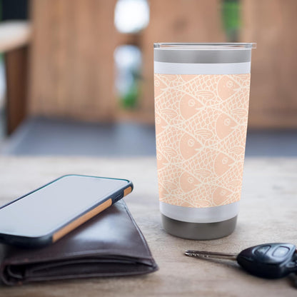 Pretty Peach School of Fish Pattern Stainless Steel Insulated Tumbler