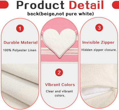 Valentines Throw Pillow Cover 12x20 Inch Striped Envelope Red Heart