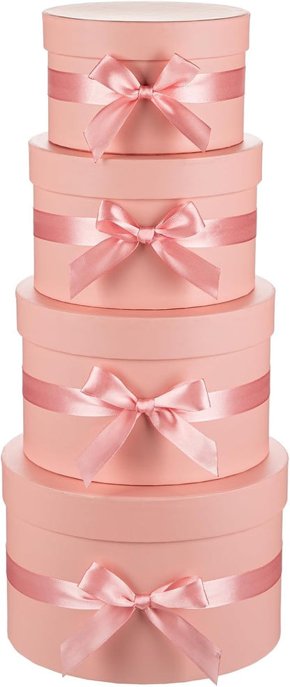 Gift Boxes with Lids for Presents Set of 4 for Arrangements Flowers Wedding Birthday Valentines Bridesmaid Christmas Party Pink
