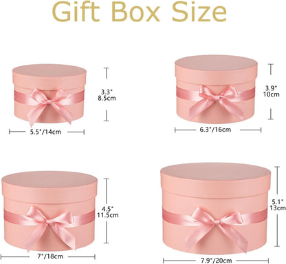 Gift Boxes with Lids for Presents Set of 4 for Arrangements Flowers Wedding Birthday Valentines Bridesmaid Christmas Party Pink