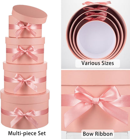 Gift Boxes with Lids for Presents Set of 4 for Arrangements Flowers Wedding Birthday Valentines Bridesmaid Christmas Party Pink